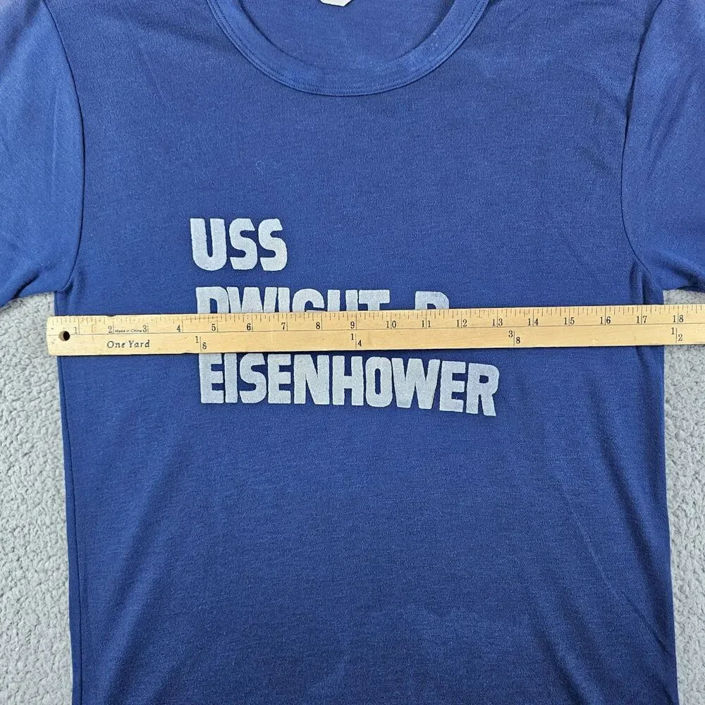 USS Dwight D Eisenhower Shirt Mens Small Blue 90s Navy CVN-69 Aircraft Carrier